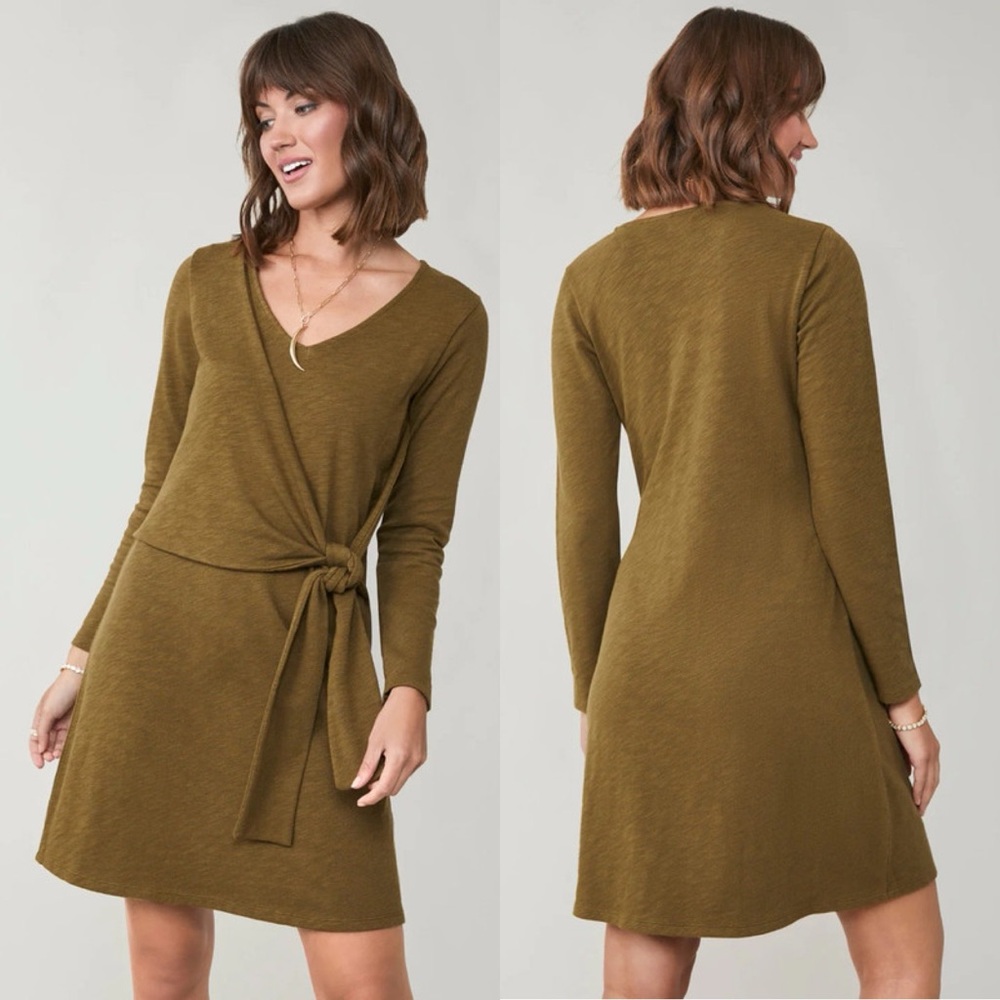 Spartina 449 Deanna Peruvian Cotton Wrap Dress in Olive Green Size M